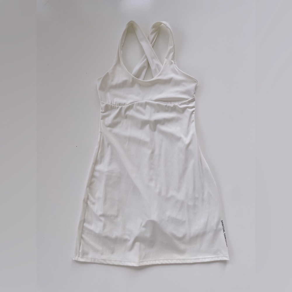 Spiritual Gangster Women's Cream White Halter Dress Criss Cross Back Size XS